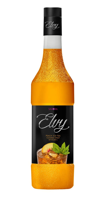 ELVY Peach Ice Tea Flavored Syrup 1L Glass Bottle