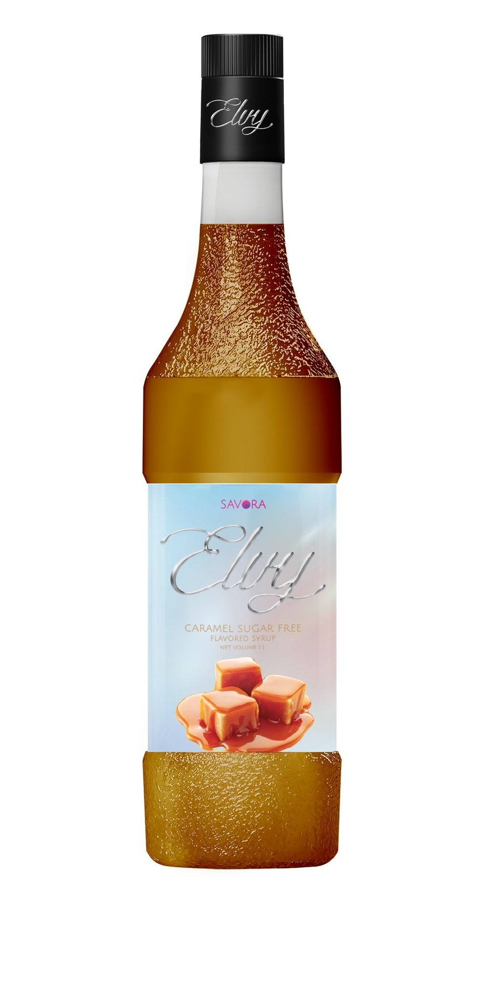 ELVY Caramel Sugar Free Flavored Syrup 1L Glass Bottle