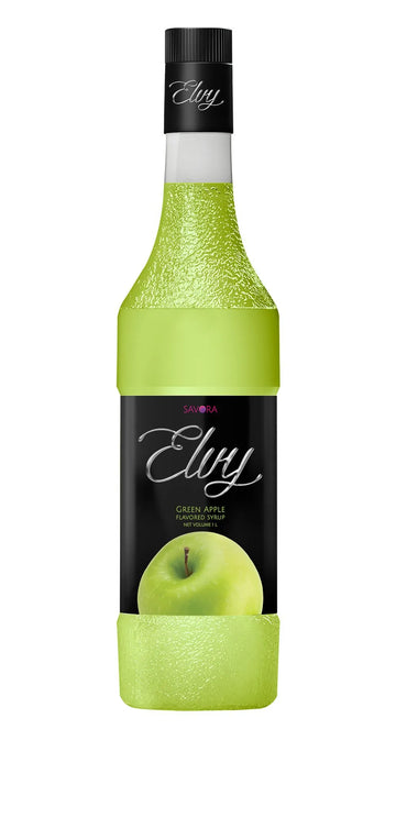 ELVY Green Apple Flavored Syrup 1L Glass Bottle