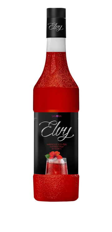 ELVY Hibiscus Ice Tea Flavored Syrup 1L Glass Bottle