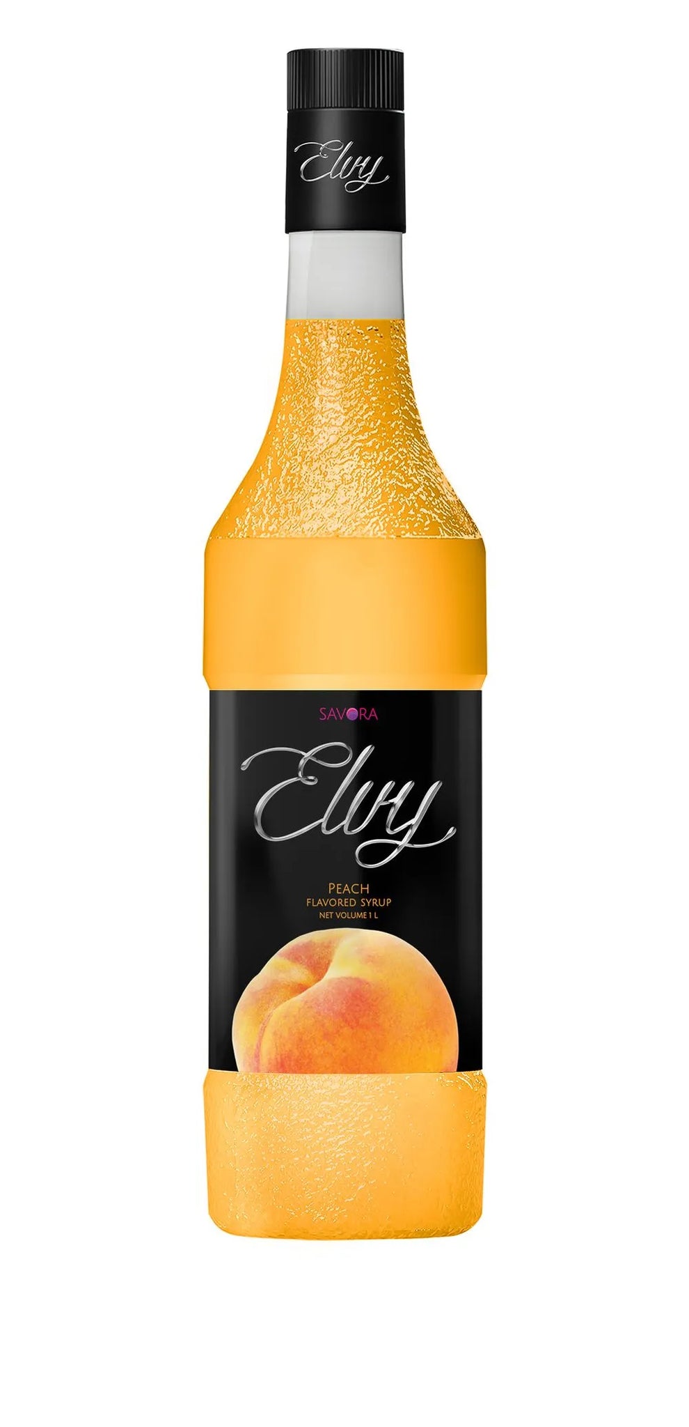 ELVY Peach Flavored Syrup 1L Glass Bottle