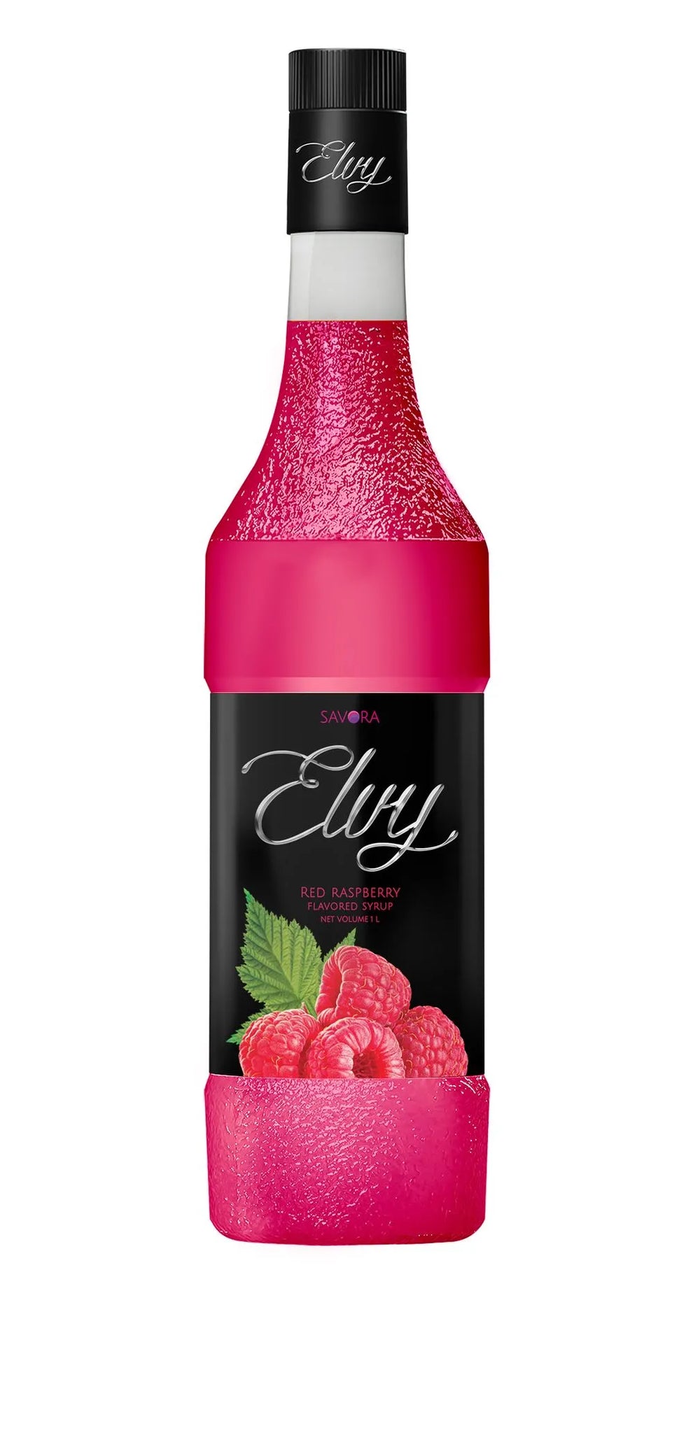 ELVY Red Raspberry Flavored Syrup 1L Glass Bottle