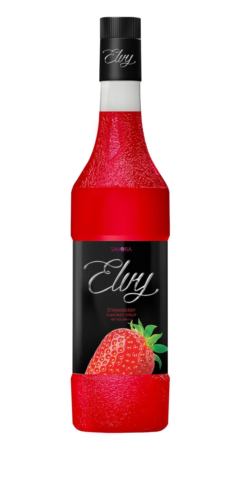 ELVY Strawberry Flavored Syrup 1L Glass Bottle