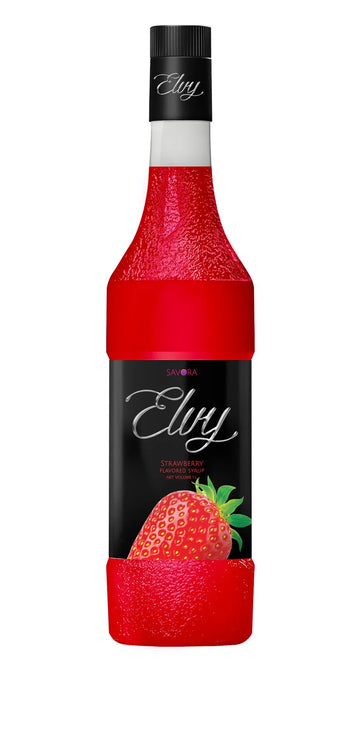 ELVY Strawberry Flavored Syrup 1L Glass Bottle