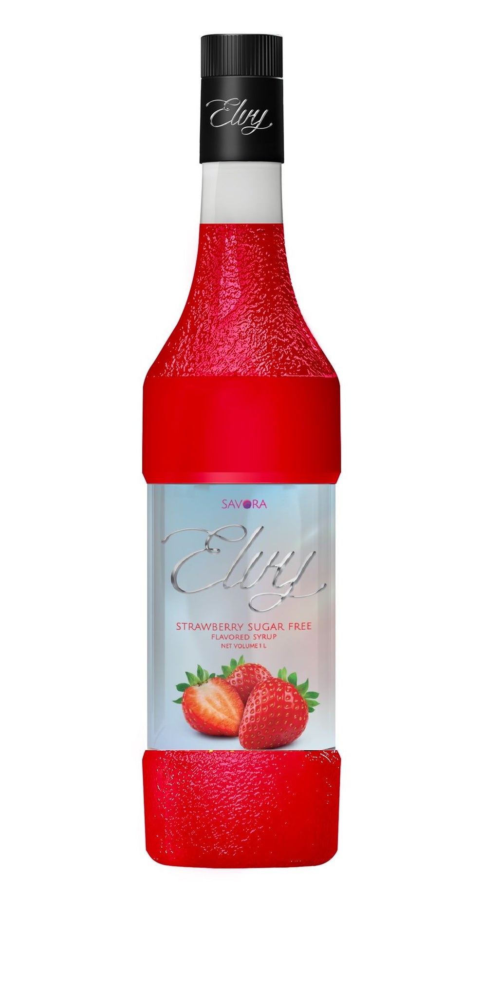 ELVY Strawberry Sugar Free Syrup 1L Glass Bottle