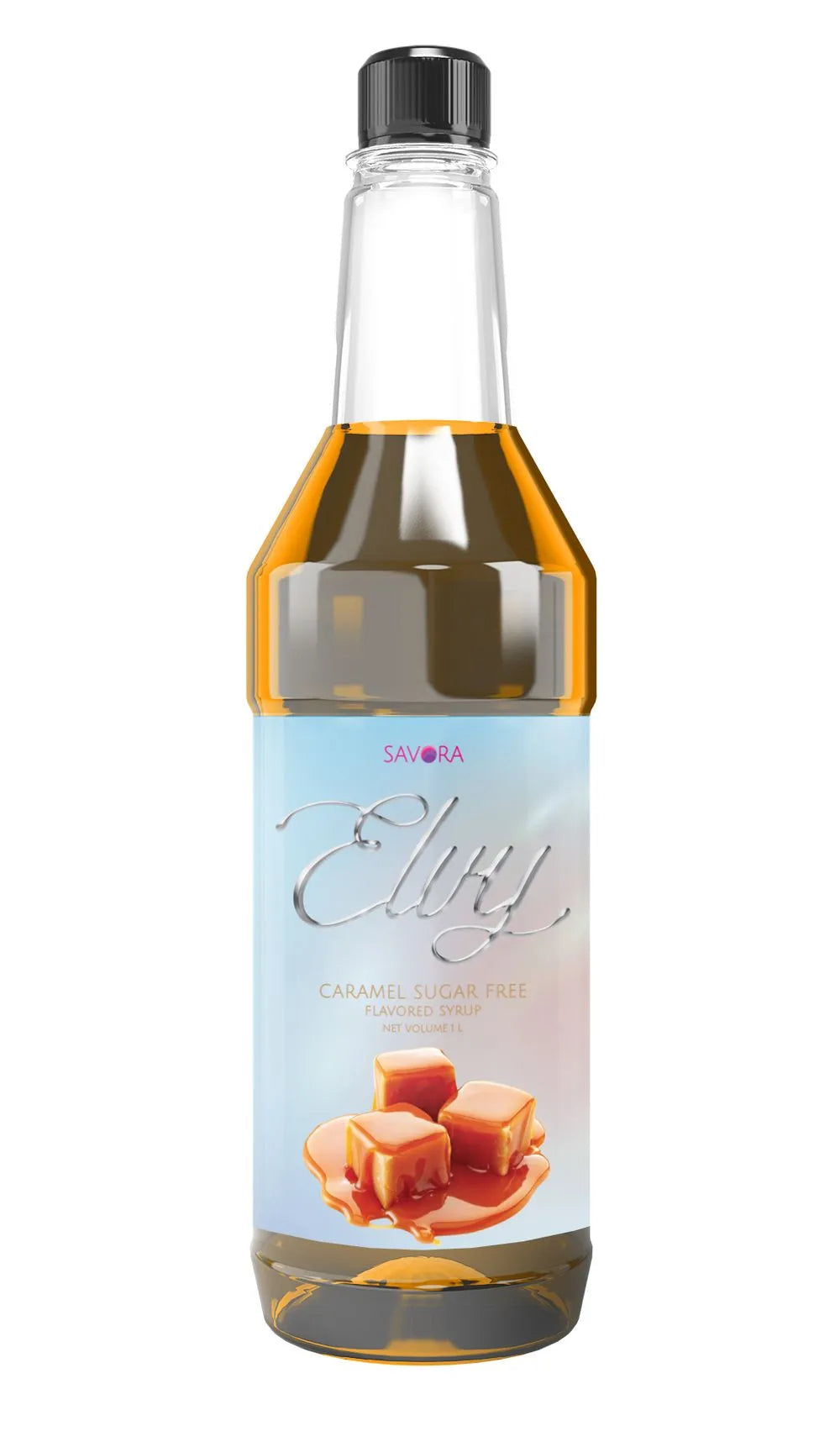 ELVY Caramel Sugar Free Flavored Syrup 1L Plastic Bottle