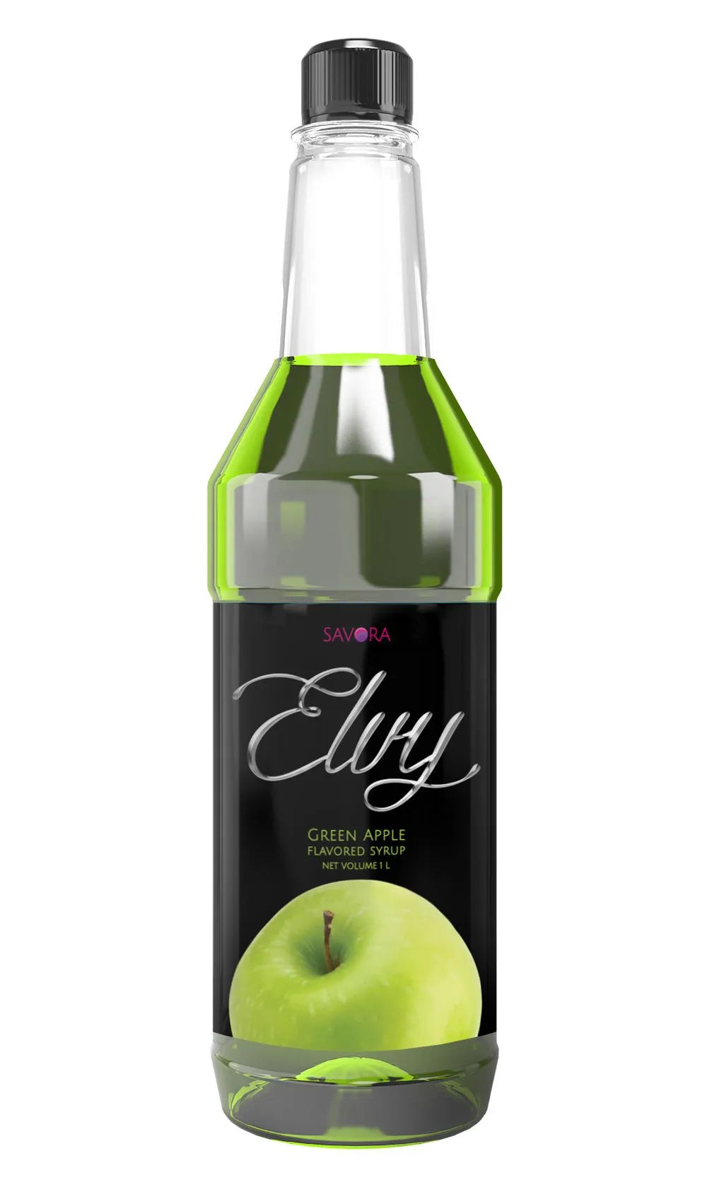 ELVY Green Apple Flavored Syrup 1L Plastic Bottle