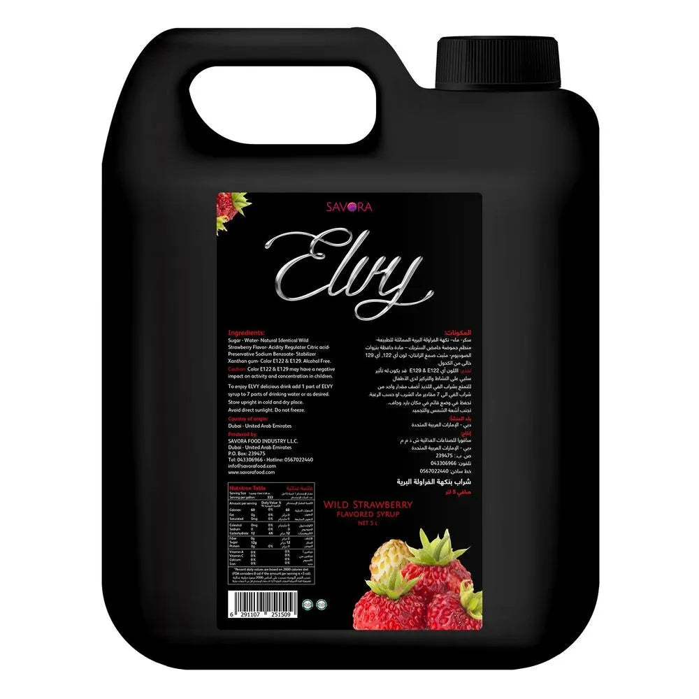 ELVY Wild Strawberry Flavored syrup 5L